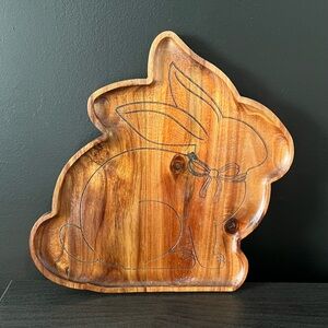 NEW Bunny Rabbit Charcuterie Board Rustic Wood Easter Spring Decor 12”